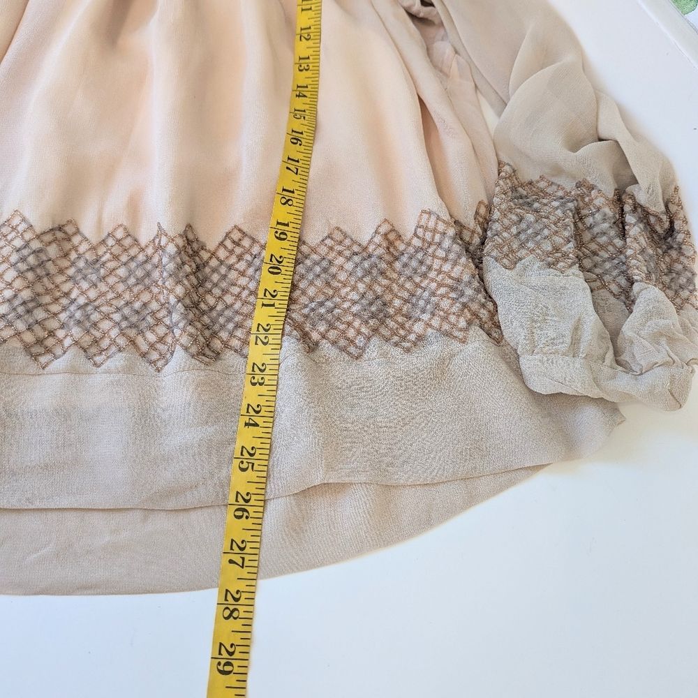 Light Beige Crochet-Hem Peasant Blouse - Picture 6 of 9